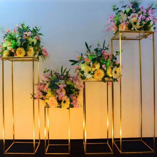 Square Stands Gold Set of 4 (Largest 1M x 30cm)