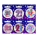 Age 21 Mix Small Badges 55mm 6pk