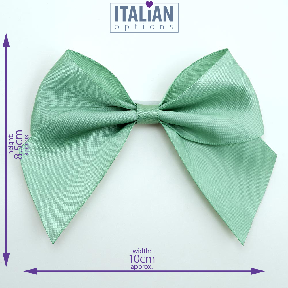 Italian Options 6 Pack Ribbon Bows Sage Green 10cm