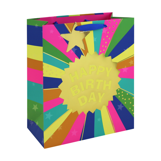 Eurowrap 6 Pack Gift Bag Neon Birthday Large