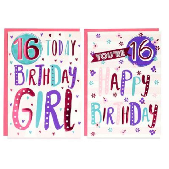 Poppyhill 12 Pack Cards C50 Birthday Age 16
