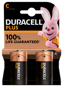 Duracell C batteries 2-pack showing silver and black cylindrical batteries with Duracell branding