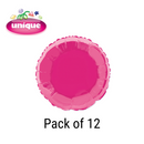 Unique 12 Pack Foil Balloon Hot Pink Round 18