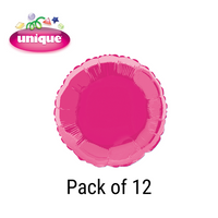 Unique 12 Pack Foil Balloon Hot Pink Round 18