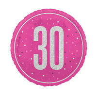 Unique Foil Balloon Pink Glitz Age 30 18"