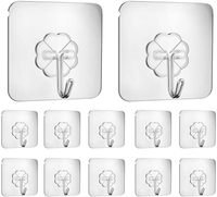 12pk Adhesive Hooks St.Steel & PVC Max 15kg