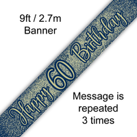 Oaktree Banner Age 60 Gold & Navy 9ft