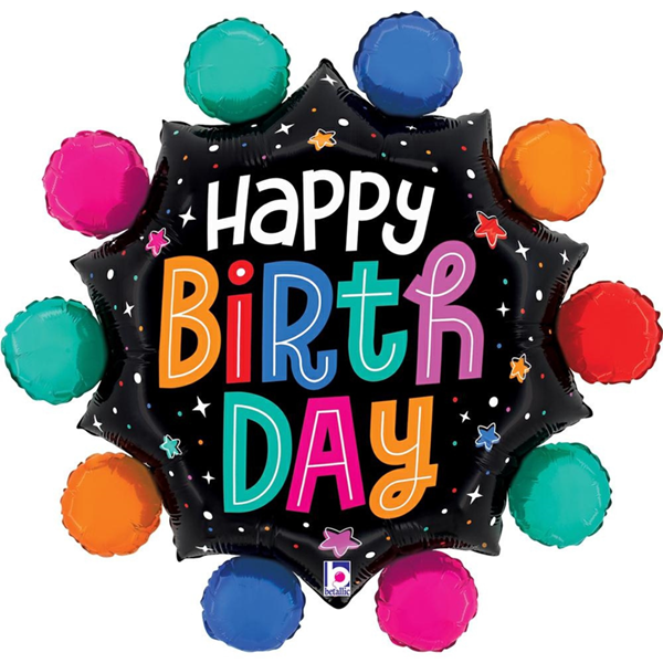Grabo Birthday Colourful Circles 29" Foil Balloon