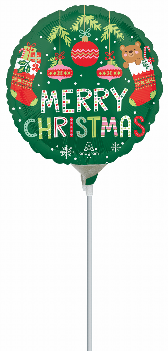Anagram Beary Christmas 9" Air Fill Foil Balloon