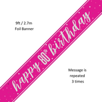 Unique Banner Pink Glitz Age 80 9ft