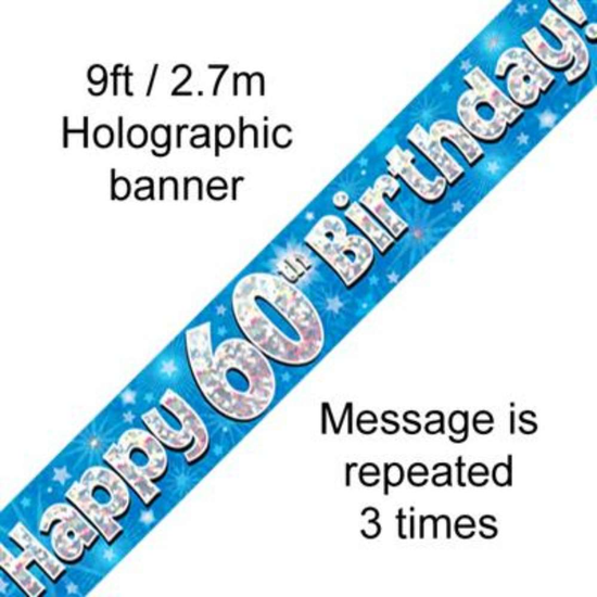 Oaktree Banner Age 60 Blue Holographic 9ft
