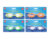 Children's swimming goggles by Gem Imports with colorful adjustable straps, designed for comfort and clear underwater vision.