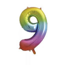 Unique Foil Balloon Rainbow 34" Number 9