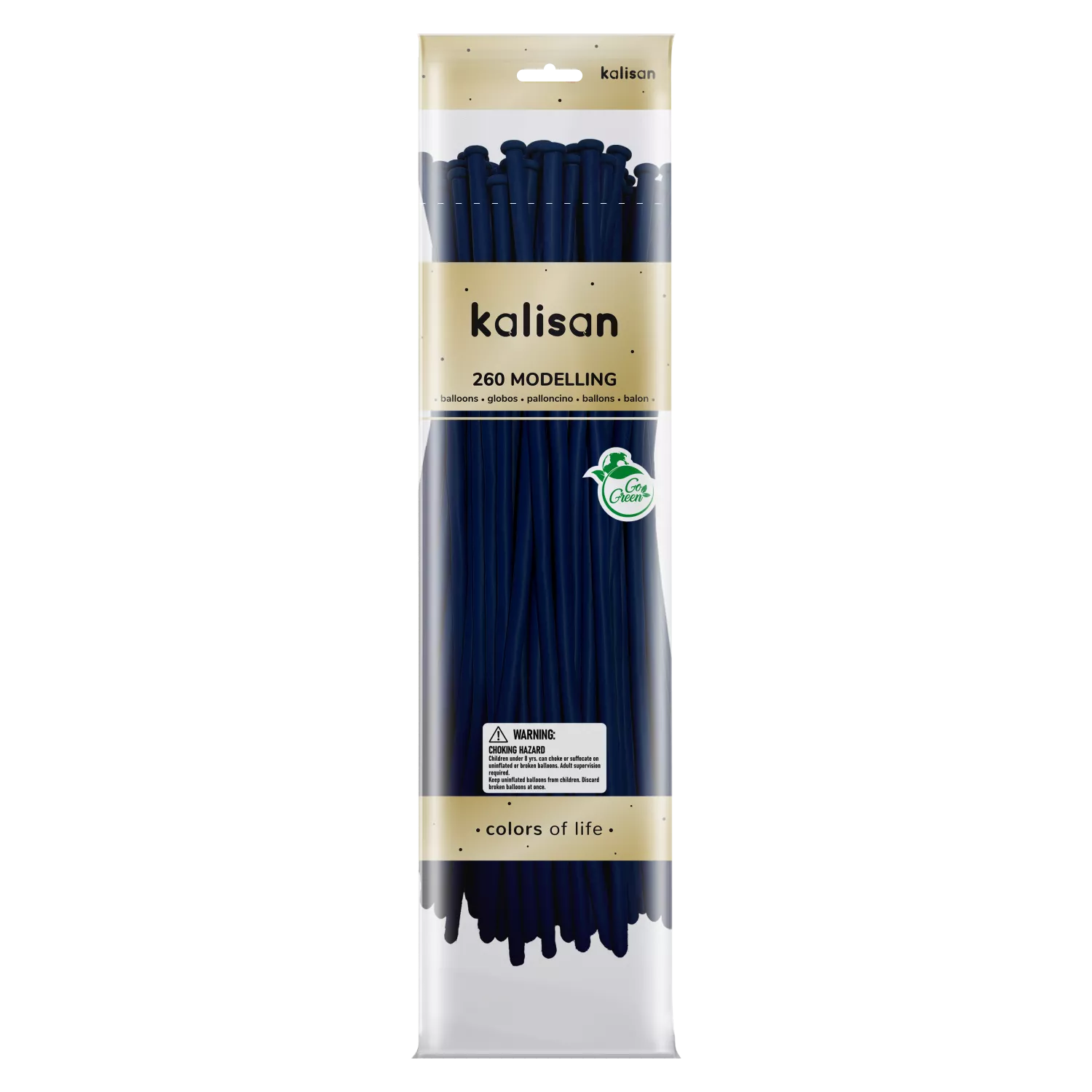 Kalisan 260 Nozzle Up latex dark blue modelling balloons, 50 pack, suitable for creating balloon sculptures and decorations