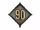 PartyDeco black and gold foil balloon celebrating 90th birthday, 18-inch round balloon with elegant age design.