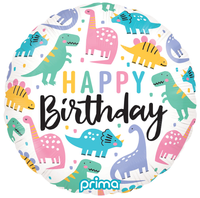 Foil Balloon 18" Round Birthday Colorful Dinos