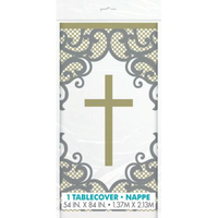 Unique Tablecover Gold & Silver Cross 54" x 84