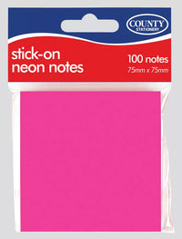 Neon square sticky notes in a 12-pack by County Stationery, bright colorful paper for notes and reminders.