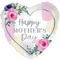 Silver TRI Foil Balloon for Mother’s Day, 17-inch decorative foil balloon with "Mother's Day" design, loose and ready to inflate.