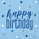 Blue Glitz Happy Birthday Lunch Napkins 16pk