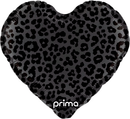 Prima Foil Balloon Leopard Print Black Heart 18