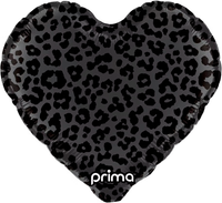 Prima Foil Balloon Leopard Print Black Heart 18