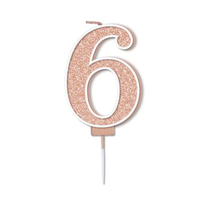 Oaktree Party Candle Number 6 Rose Gold 7.5cm