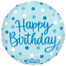 Foil Balloon 18" Round Birthday Blue Dots