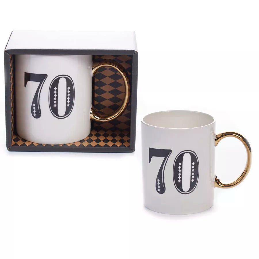 Tiger Feet Mug Age 70 Art Deco design featuring bold tiger stripes and vintage style, perfect for collectors and coffee lovers.