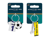 Gem Imports 24-pack keyring gift set featuring Dad-themed keyrings with engraved designs and durable metal construction.