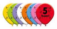 Colorful Age 5 printed 10-inch latex balloons in a pack of six, perfect for birthday celebrations by Giftzone.