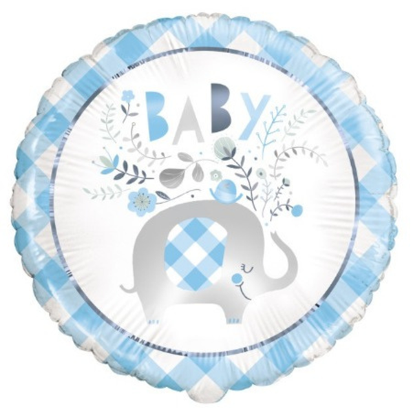 Unique Foil Balloon Baby Elephant Blue 18"