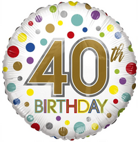 APAC Foil Balloon Eco Rainbow Dots Age 40 18"