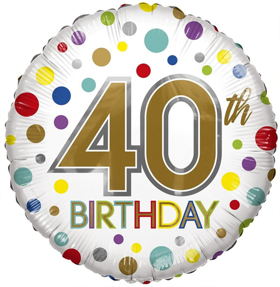 APAC Foil Balloon Eco Rainbow Dots Age 40 18"