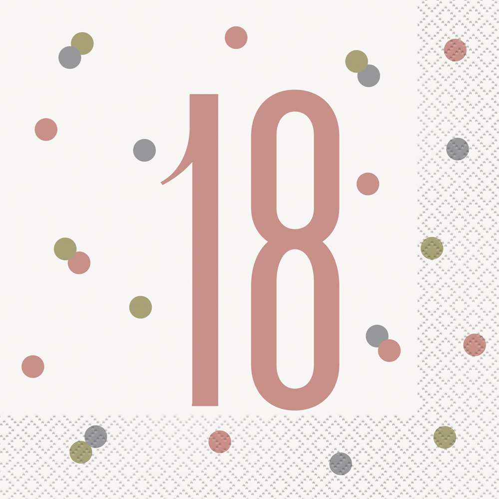 Rose Gold Glitz 18th Birthday Napkins 16pk