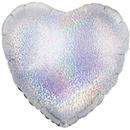 Oaktree Foil Balloon Holographic Silver Heart 18"
