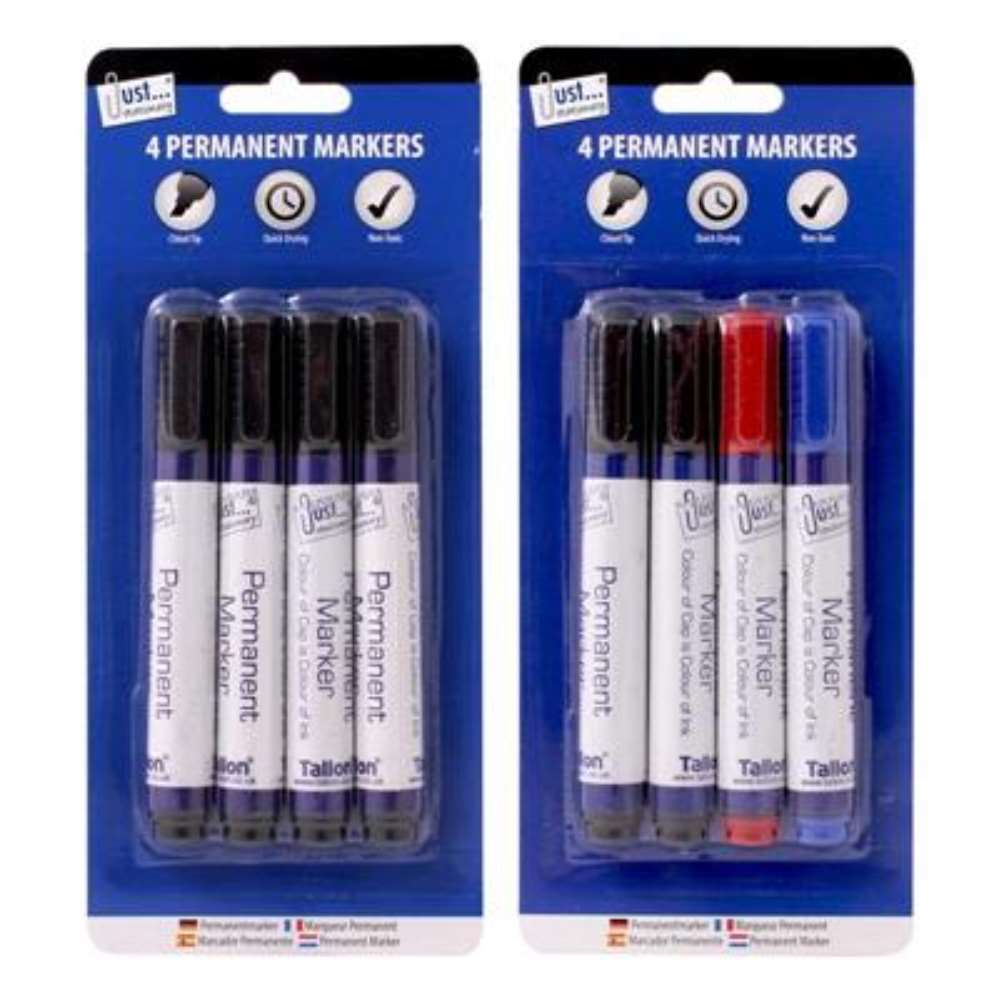 Tallon 4 Pack Permanent Markers Chisel Tip