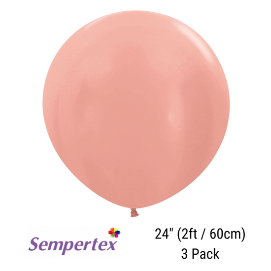 Sempertex Metallic Rose Gold 24" Latex 3pk