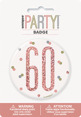 Unique Badge Rose Gold Glitz Party Age 60 3