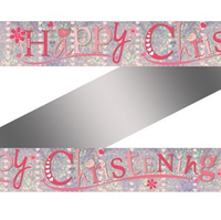 Amscan Banner Happy Christening Pink