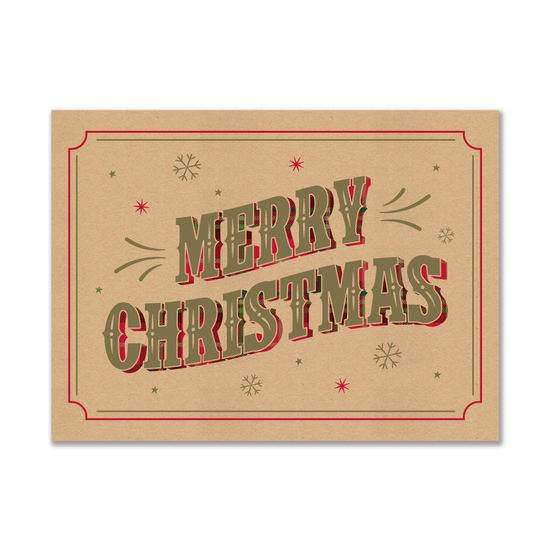 Eurowrap Gift Box 3pc Kraft Merry Xmas