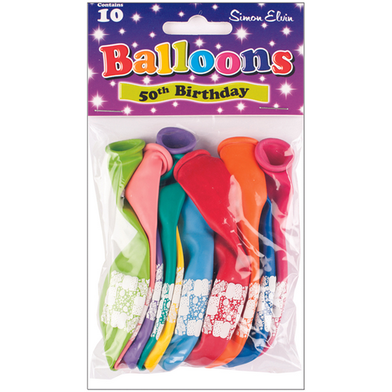 Age 50 Latex Balloons 9" 10pk