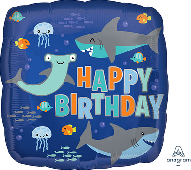 Anagram Birthday Sharks 18" Foil Balloon