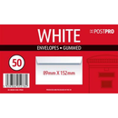 Post Pro Gummed Envelopes White 89x152mm 50pk