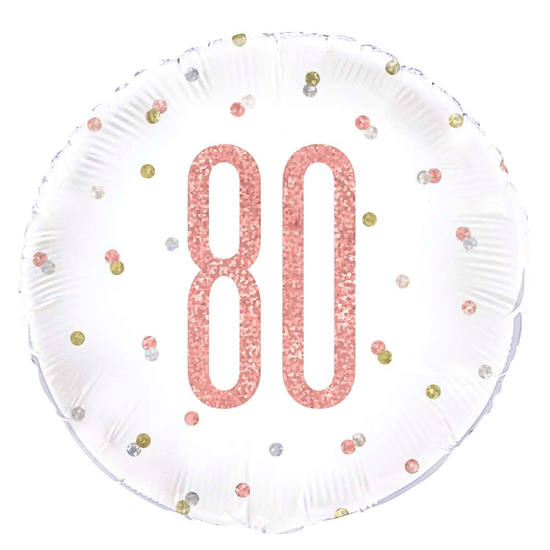 Unique Foil Balloon Rose Gold Glitz Age 80 18"
