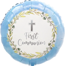 My First Communion Blue 18" Round Foil Balloon