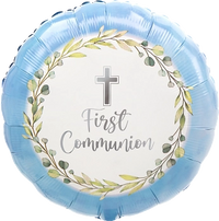My First Communion Blue 18" Round Foil Balloon