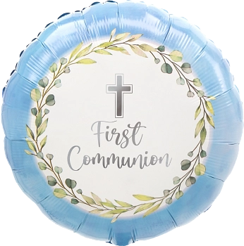 My First Communion Blue 18" Round Foil Balloon