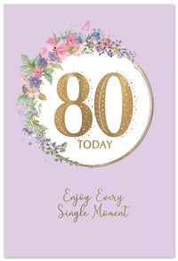 Simon Elvin C50 birthday cards set featuring six cards with the number 80 for celebrating milestone birthdays.