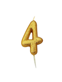 Creative Party Candle Number 4 Glitter Gold 7cm